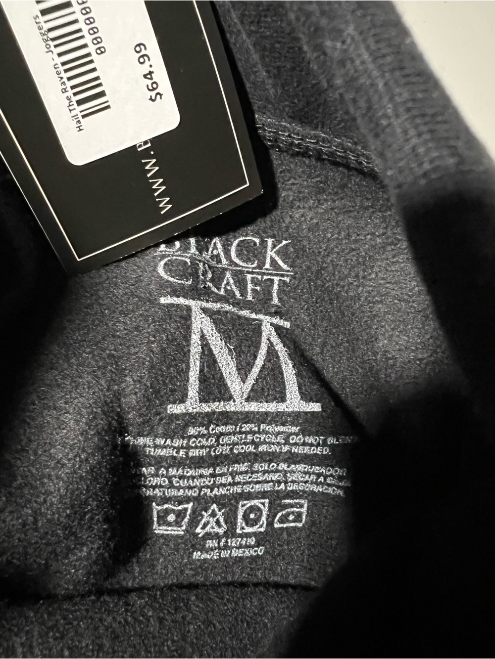 Blackcraft Cult Hail The Raven Edgar Allan Poe Sweatpants Joggers NWT - Picture 7 of 8